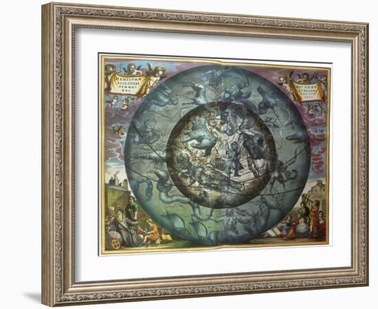 The Northern Sky, 1661-Andreas Cellarius-Framed Giclee Print