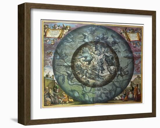 The Northern Sky, 1661-Andreas Cellarius-Framed Giclee Print