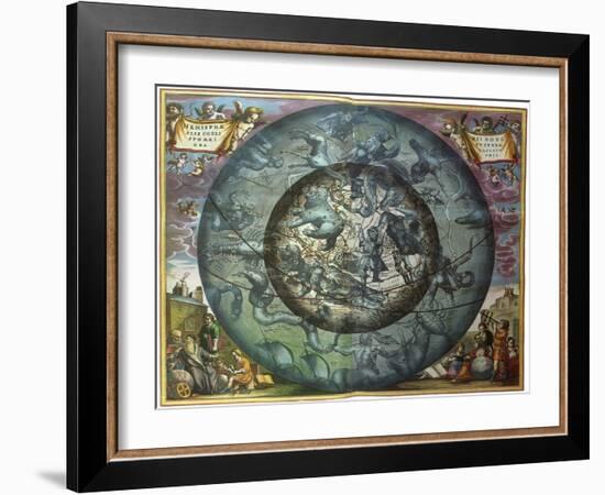 The Northern Sky, 1661-Andreas Cellarius-Framed Giclee Print