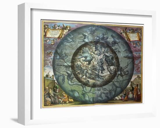 The Northern Sky, 1661-Andreas Cellarius-Framed Giclee Print