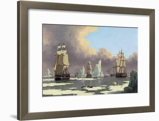 The Northern Whale Fishery: the "Swan" and "Isabella", C. 1840-John Of Hull Ward-Framed Giclee Print