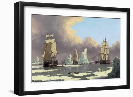 The Northern Whale Fishery: the "Swan" and "Isabella", C. 1840-John Of Hull Ward-Framed Giclee Print