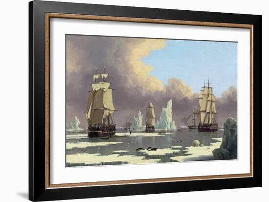 The Northern Whale Fishery: the "Swan" and "Isabella", C. 1840-John Of Hull Ward-Framed Giclee Print