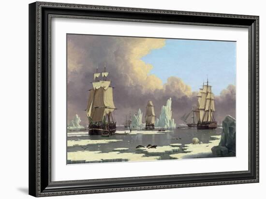 The Northern Whale Fishery: the "Swan" and "Isabella", C. 1840-John Of Hull Ward-Framed Giclee Print