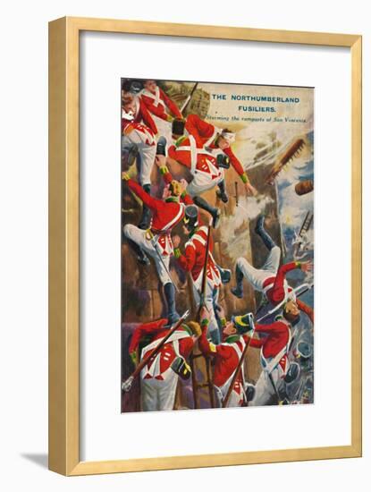 'The Northumberland Fusiliers. Storming the ramparts of San Vincente', 1812, (1939)-Unknown-Framed Giclee Print