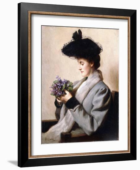 The Nosegay of Violets - Portrait of a Woman, 1905-William Worcester Churchill-Framed Premium Giclee Print