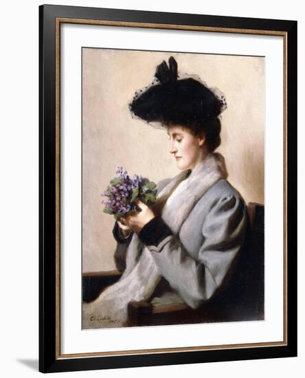 The Nosegay of Violets - Portrait of a Woman, 1905-William Worcester Churchill-Framed Giclee Print