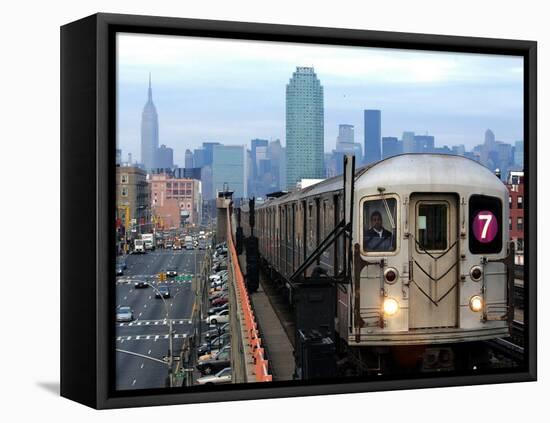 The Number 7 Train Runs Through the Queens Borough of New York-null-Framed Premier Image Canvas