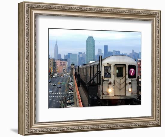 The Number 7 Train Runs Through the Queens Borough of New York-null-Framed Photographic Print