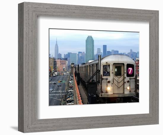 The Number 7 Train Runs Through the Queens Borough of New York-null-Framed Photographic Print