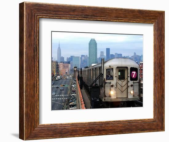 The Number 7 Train Runs Through the Queens Borough of New York-null-Framed Photographic Print