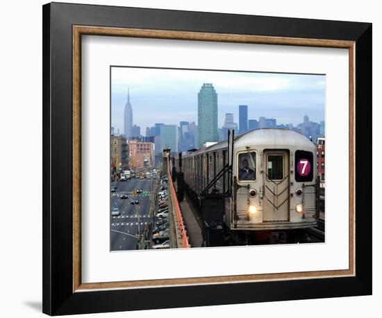 The Number 7 Train Runs Through the Queens Borough of New York-null-Framed Photographic Print