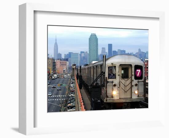 The Number 7 Train Runs Through the Queens Borough of New York-null-Framed Photographic Print