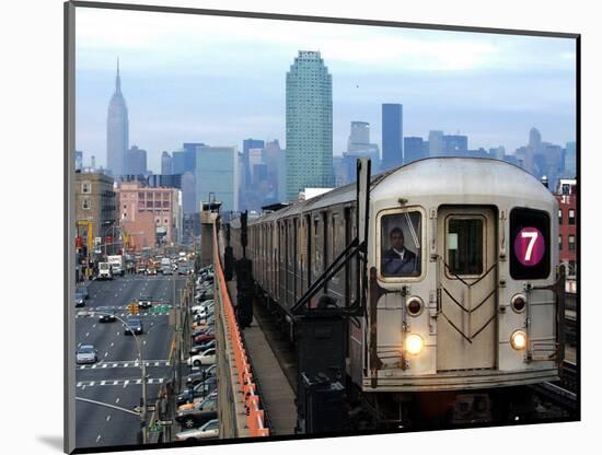 The Number 7 Train Runs Through the Queens Borough of New York-null-Mounted Photographic Print