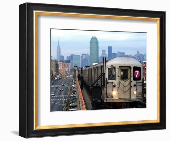 The Number 7 Train Runs Through the Queens Borough of New York-null-Framed Photographic Print