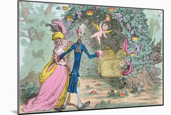 The Nuptial Bower with the Evil-One Peeping at the Charms of Eden-James Gillray-Mounted Giclee Print