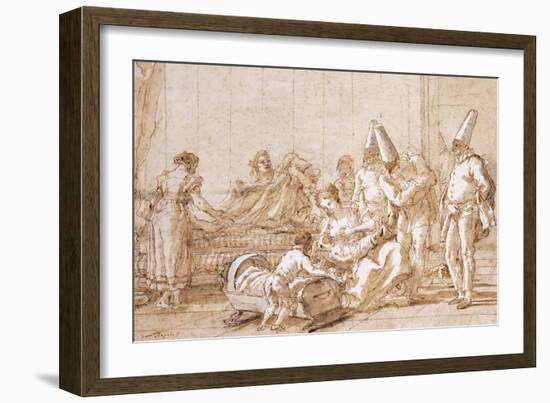 The Nursing of Punchinello-Giovanni Battista Tiepolo-Framed Giclee Print