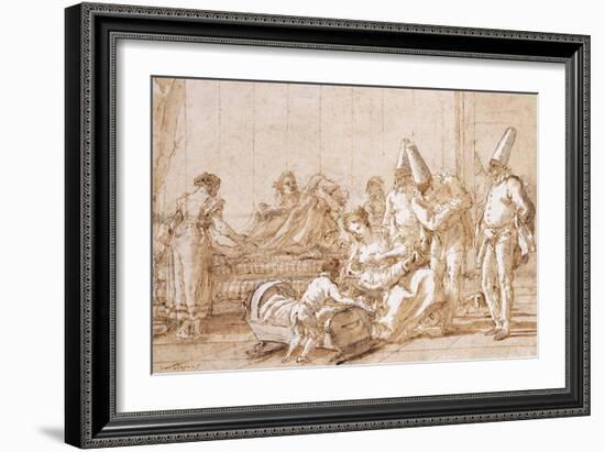 The Nursing of Punchinello-Giovanni Battista Tiepolo-Framed Giclee Print
