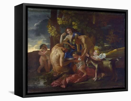 The Nurture of Bacchus, C.1628-29 (Oil on Canvas)-Nicolas Poussin-Framed Premier Image Canvas