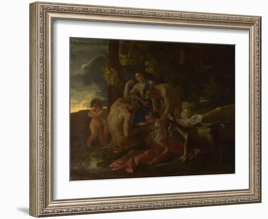 The Nurture of Bacchus, Ca. 1628-1629-Nicolas Poussin-Framed Giclee Print