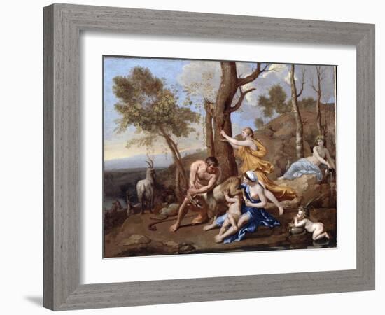 The Nurture of Jupiter, Mid-1630s-Nicolas Poussin-Framed Giclee Print