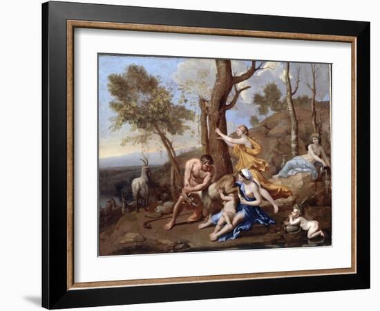 The Nurture of Jupiter, Mid-1630s-Nicolas Poussin-Framed Giclee Print