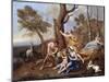 The Nurture of Jupiter, Mid-1630s-Nicolas Poussin-Mounted Giclee Print