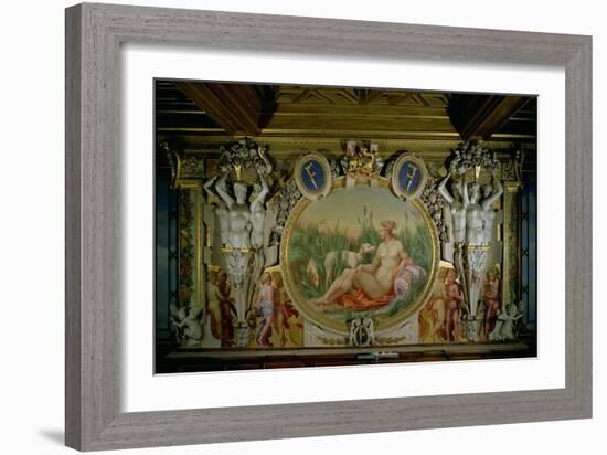 The Nymph of Fontainebleau, Detail of Decorative Scheme in the Gallery of Francis I, 1530-40-Rosso Fiorentino (Battista di Jacopo)-Framed Giclee Print