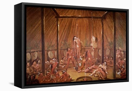 The O-Kee-Pa Self-Torture Religious Ceremony of the Mandan Tribe, from a Painting of c.1835-George Catlin-Framed Premier Image Canvas