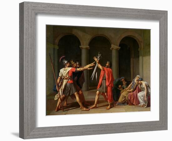 The Oath of Horatii, 1784-Jacques-Louis David-Framed Giclee Print