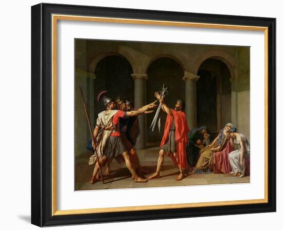 The Oath of Horatii, 1784-Jacques-Louis David-Framed Giclee Print