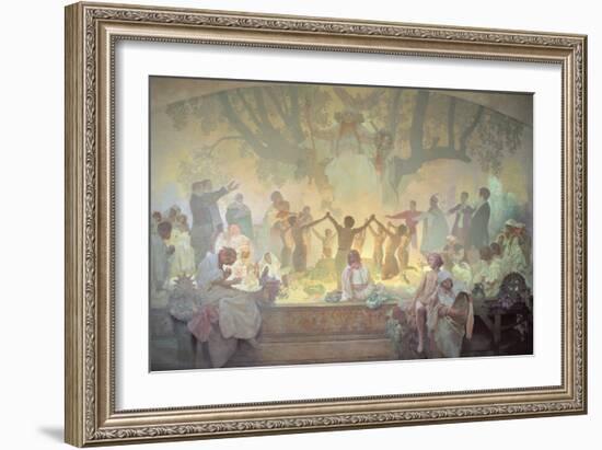 The Oath of Omladina under the Slavic Linden Tree, from the 'Slav Epic', 1926-Alphonse Mucha-Framed Giclee Print