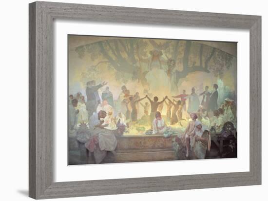 The Oath of Omladina under the Slavic Linden Tree, from the 'Slav Epic', 1926-Alphonse Mucha-Framed Giclee Print