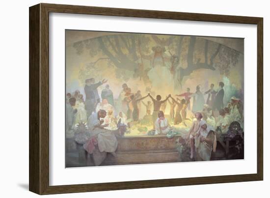 The Oath of Omladina under the Slavic Linden Tree, from the 'Slav Epic', 1926-Alphonse Mucha-Framed Giclee Print