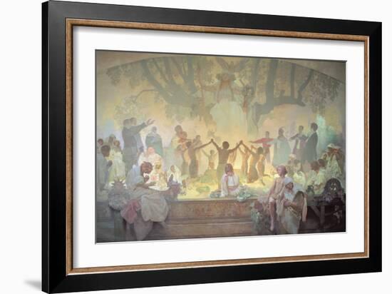 The Oath of Omladina under the Slavic Linden Tree, from the 'Slav Epic', 1926-Alphonse Mucha-Framed Giclee Print