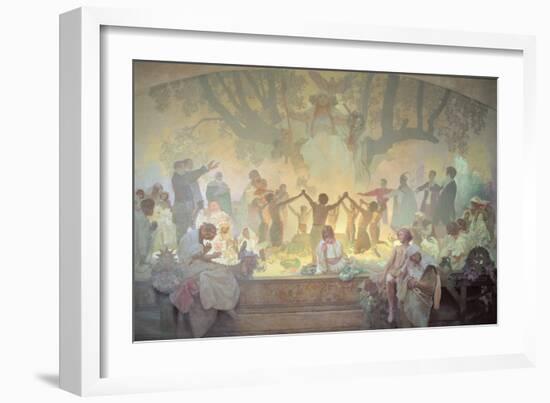 The Oath of Omladina under the Slavic Linden Tree, from the 'Slav Epic', 1926-Alphonse Mucha-Framed Giclee Print