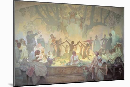 The Oath of Omladina under the Slavic Linden Tree, from the 'Slav Epic', 1926-Alphonse Mucha-Mounted Giclee Print