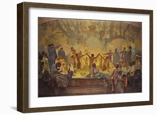 The Oath of Omladina under the Slavic Linden Tree (The Cycle the Slav Epi)-Alphonse Mucha-Framed Giclee Print