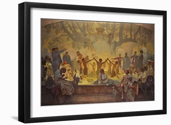 The Oath of Omladina under the Slavic Linden Tree (The Cycle the Slav Epi)-Alphonse Mucha-Framed Giclee Print