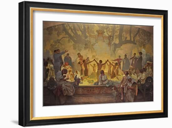 The Oath of Omladina under the Slavic Linden Tree (The Cycle the Slav Epi)-Alphonse Mucha-Framed Giclee Print