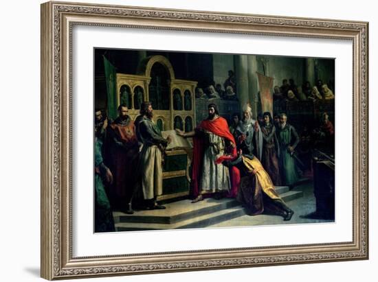 The Oath of Santa Gadea, El Cid Campeador (C.1043-99) Extracts Oath from Alfonso VI (C.1040-1109)-Marcos Hiraldez De Acosta-Framed Giclee Print