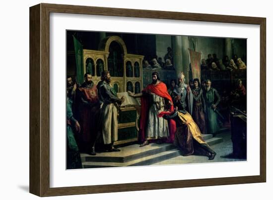 The Oath of Santa Gadea, El Cid Campeador (C.1043-99) Extracts Oath from Alfonso VI (C.1040-1109)-Marcos Hiraldez De Acosta-Framed Giclee Print
