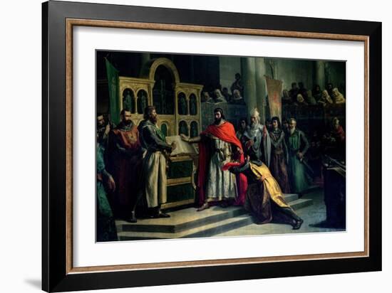 The Oath of Santa Gadea, El Cid Campeador (C.1043-99) Extracts Oath from Alfonso VI (C.1040-1109)-Marcos Hiraldez De Acosta-Framed Giclee Print