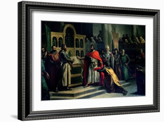 The Oath of Santa Gadea, El Cid Campeador (C.1043-99) Extracts Oath from Alfonso VI (C.1040-1109)-Marcos Hiraldez De Acosta-Framed Giclee Print