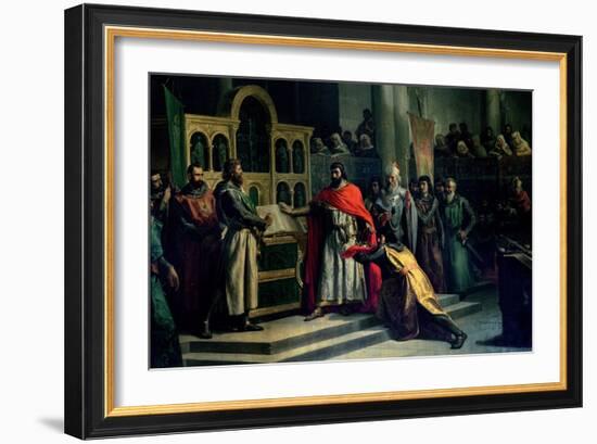 The Oath of Santa Gadea, El Cid Campeador (C.1043-99) Extracts Oath from Alfonso VI (C.1040-1109)-Marcos Hiraldez De Acosta-Framed Giclee Print