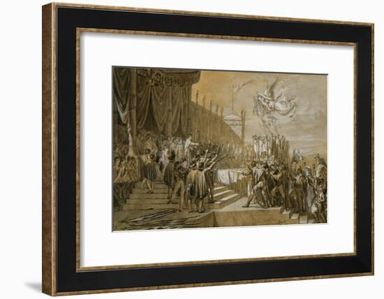 The Oath of the Army after the Distribution of the Eagles on the Champs De Mars-Jacques-Louis David-Framed Giclee Print