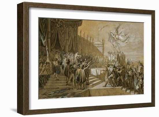 The Oath of the Army after the Distribution of the Eagles on the Champs De Mars-Jacques-Louis David-Framed Giclee Print