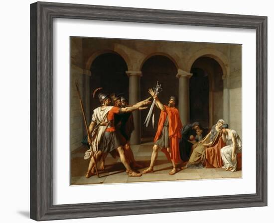 The Oath of the Horatii-Jacques Louis David-Framed Premium Giclee Print