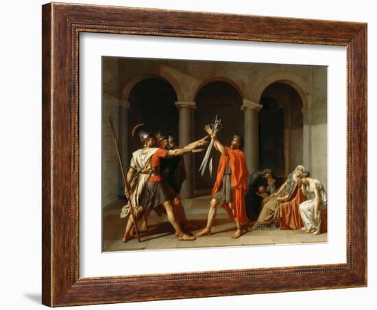 The Oath of the Horatii-Jacques Louis David-Framed Premium Giclee Print