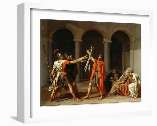 The Oath of the Horatii-Jacques Louis David-Framed Premium Giclee Print